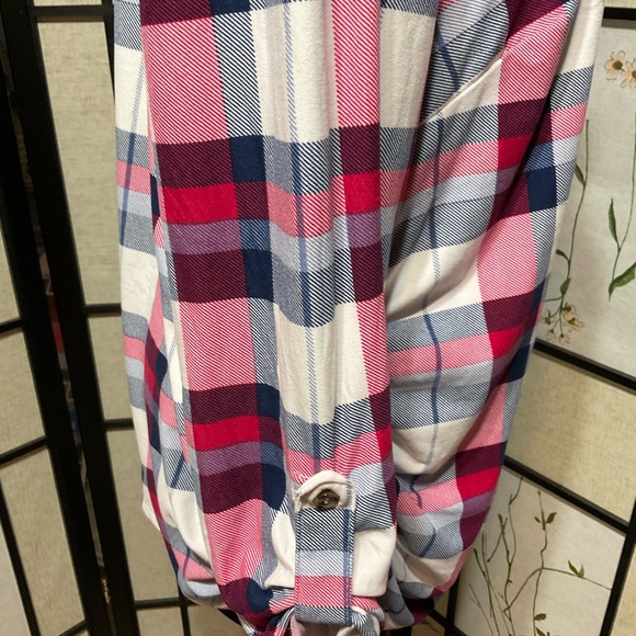 Kristin Nicole Plaid Button-Up Shirt in Pink and Blue - Picture 3 of 8